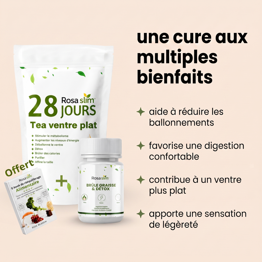 DUO VENTRE PLAT & BRÛLE-GRAISSE – TRANSFORMATION 28 JOURS + EBOOK OFFERT (CURE D’1 MOIS)